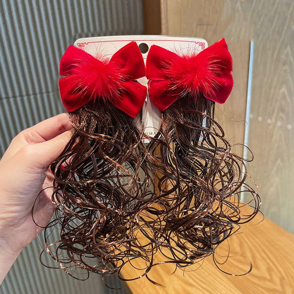 Chinese Style Hair Clip Baby Wig Hairpin Child Hair Accessories New Year Headdress Bow Hairclip