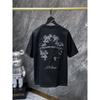 Mens Oversized Cotton T-Shirt With 3D Embroidered Cross Star Streetwear Short Sleeve Tee