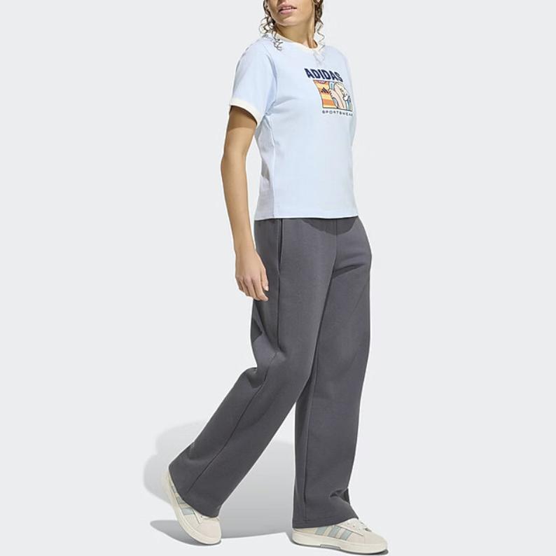 adidas Футболки женские синие с круглым вырезом умеренные KC8602