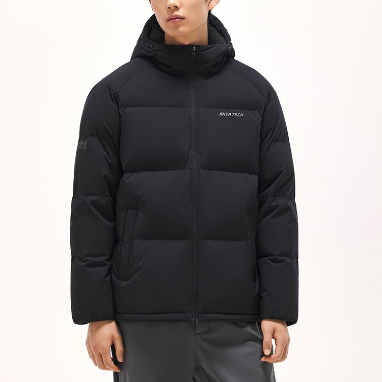 Anta Пуховик Training Series Solid Color на молнии для мужчин, черная куртка 952347902-3