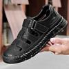Fashion Leather Sandals Man Casual Loafers Luxury Design Slip On Male Dress Sandals Leisure Style Big Size Outdoor Wear-resistant Sole
