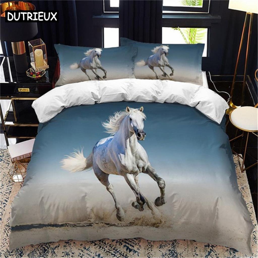 Комплект постельного белья White Horse Queen Bedding Duvet Cover Set Bedding Bed Cover Cotton Queen Bed Cover Set Bed Set Bedding