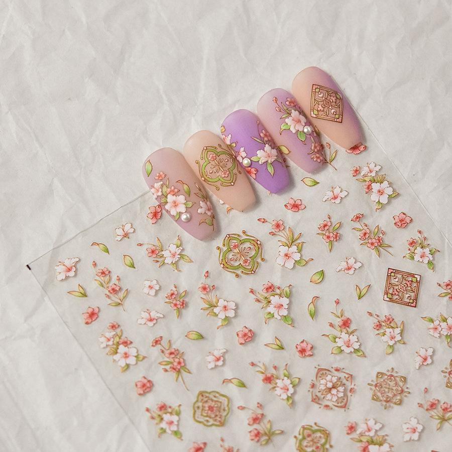 Тонкие прочные наклейки для ногтей Flower-De-Luce Peach Blossom. Изготовление своими руками креативных декоративных наклеек.