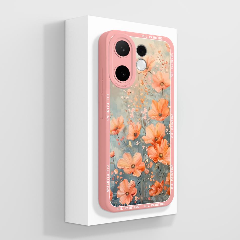 For Vivo V60 Lite Case Candy Painted Flower Phone Back Cover For Vivo V 60 Soft Liquid Silicone Anti Drop Full Protection Bumper
