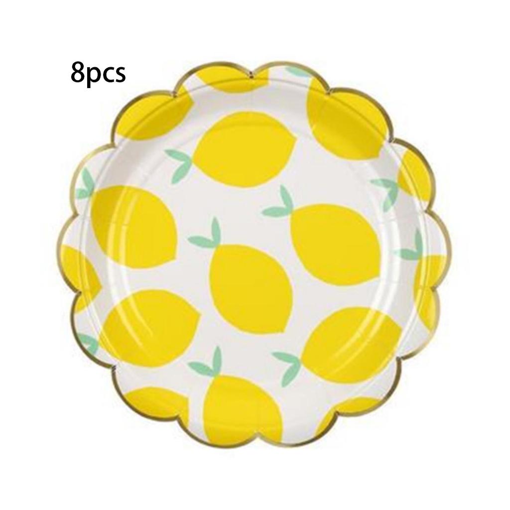 Fruit Themed Disposable Party Tableware Set 8PCS, Food Grade Eco Friendly Tableware Party Plates Cups for Summer Picnic BBQ Birthday Party Decorations