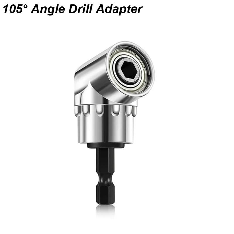 Угловой патрон для дрели, насадка на 105 градусов, шестигранный адаптер, удлинитель, набор для электроинструмента, вращающаяся отвертка, держатель бит, гайка
