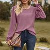 Women Tops Long Sleeve Round Neck Mesh Tops Solid Color Breathable Puff Sleeve Casual T-Shirt Daily Wear