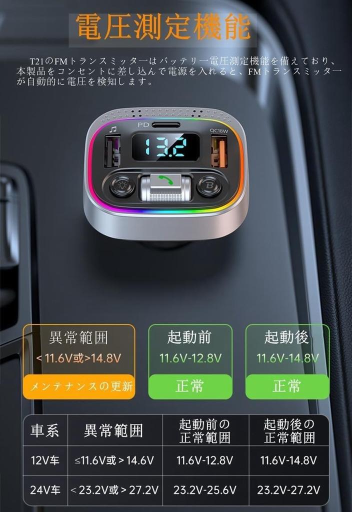 FM-трансмиттер, Bluetooth 5.3, FM-подключение, Bluetooth автомобильный передатчик, PD30W + QC3.0, Быстрая зарядка,