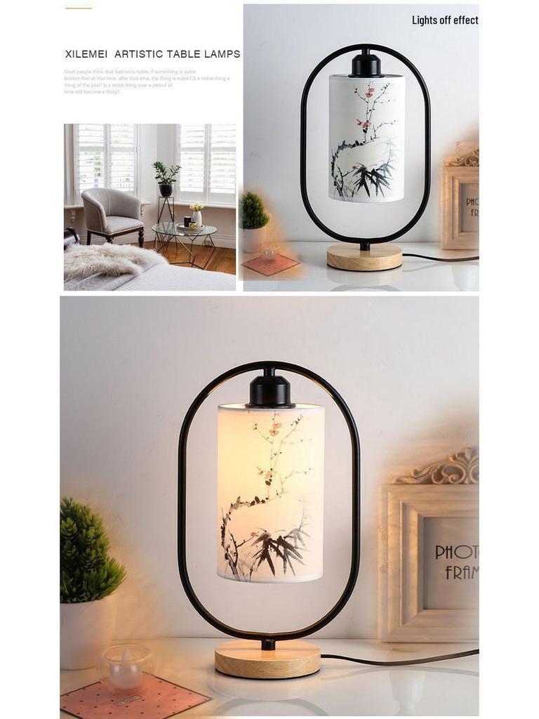 Современная минималистичная настольная лампа в китайском стиле для спальни, прикроватная, для чайной комнаты или кабинета - Каллиграфия и поэзия Сделай сам