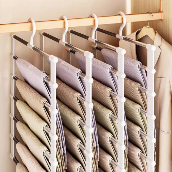 Многоярусная вешалка для брюк из нержавеющей стали, вешалка для брюк, вращающийся на 360 градусов крючок, складная конструкция, брюки