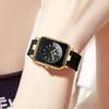 OLEVS Silicone Japanese Quartz White Silicone Gold Black Women's Watch, Waterproof, Luminous, Band, Movement, (Black Band, Case, Dial)