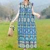 Летнее платье большого размера без рукавов для женщин, элегантное длинное платье больших размеров с винтажным принтом, женская одежда