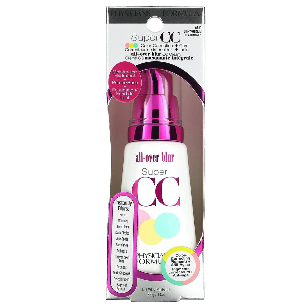 Physicians Formula, Super CC, All Over Blur CC Cream, 6651 Светлый/средний, 28 г (1 унция)