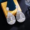 Jewelry Full Diamond Hollow Water Drop Earrings Elegant Generous Brass Zircon Head And Ear Jewelry