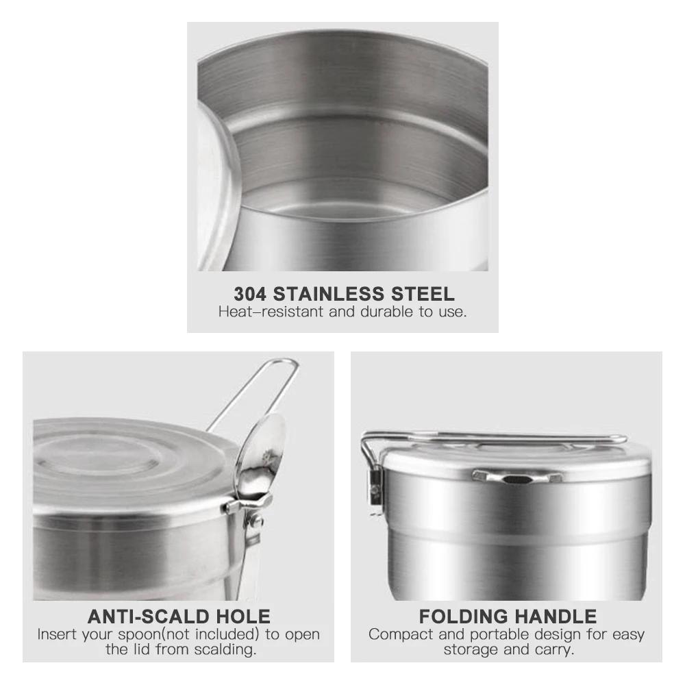 1,5 л Нержавеющая сталь Ланч-бокс с сумкой для хранения Кемпинговый горшок для кемпинга на открытом воздухе Пеший туризм Рыбалка