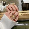 Цветы Стразы Модные Подарки Для Женщин Регулируемые Аксессуары Кольца Для Пальцев Открытое Кольцо Украшения
