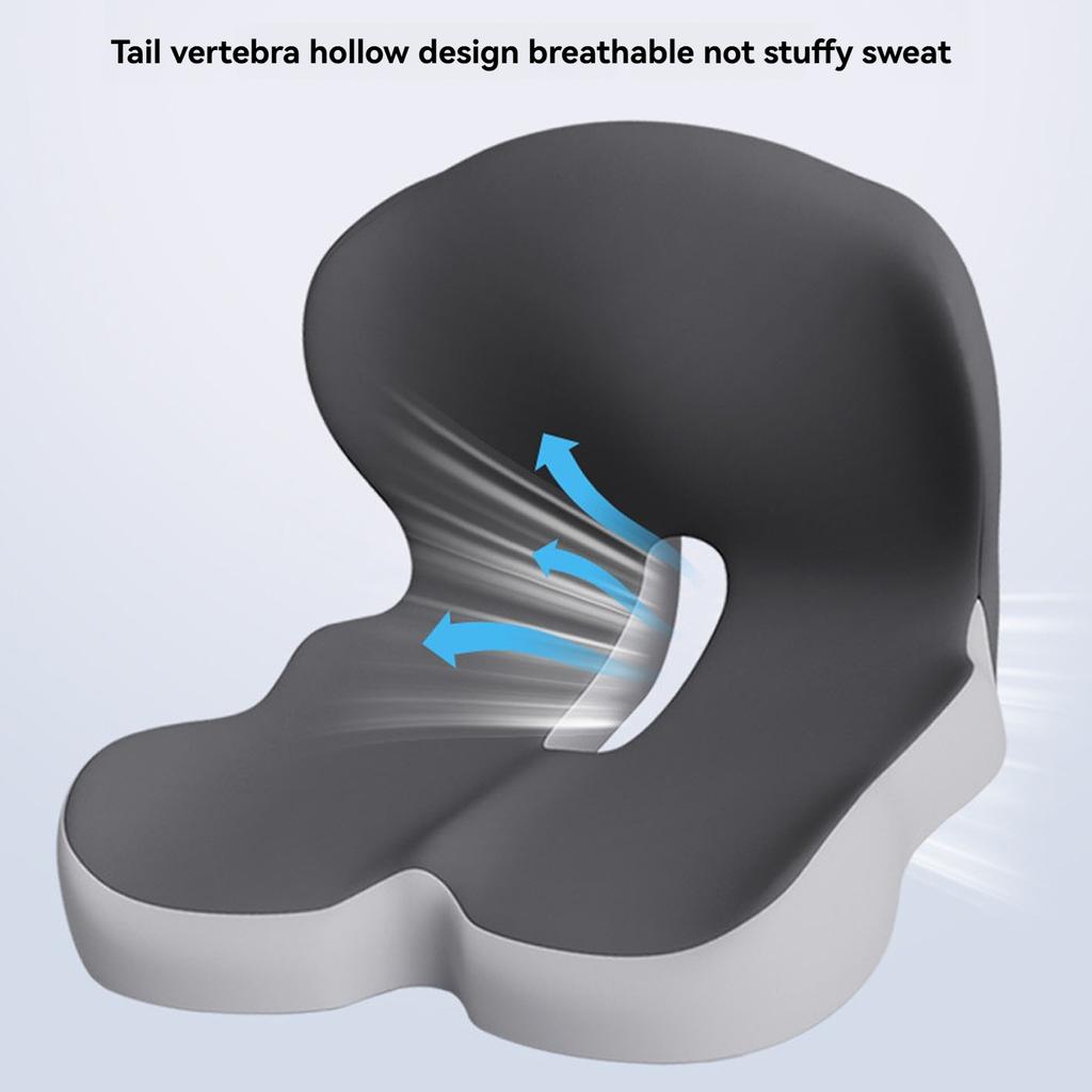 Memory Foam One Piece Seat Cushion with Backrest Integrated Support Pillow for Students Office Chairs and Car Lumbar and Buttock Protection Pad