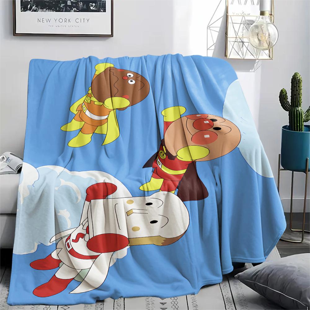 Anpanman Family pattern Flannel Blanket, High quality Comfortable for All Seasons, Home Decor, Warmth and Comfort, Perfect for Gifts.