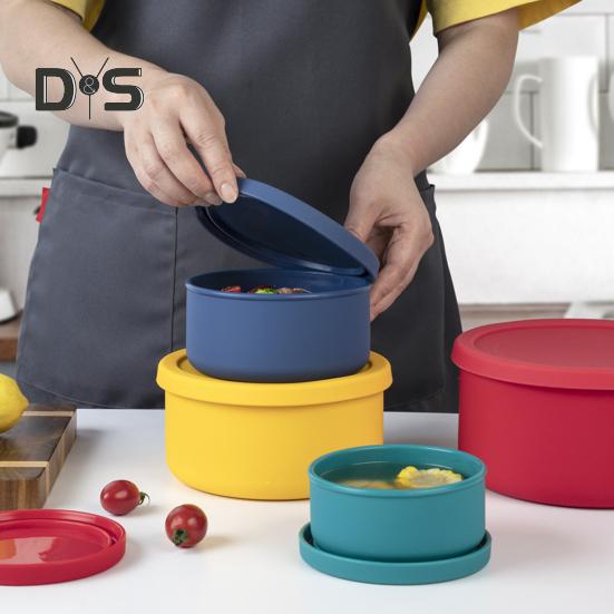 Силиконовый ланч-бокс 300 мл/400 мл/700 мл/1300 мл/2100 мл, сохраняющий свежесть с крышкой, термостойкость, герметичный контейнер для обеда