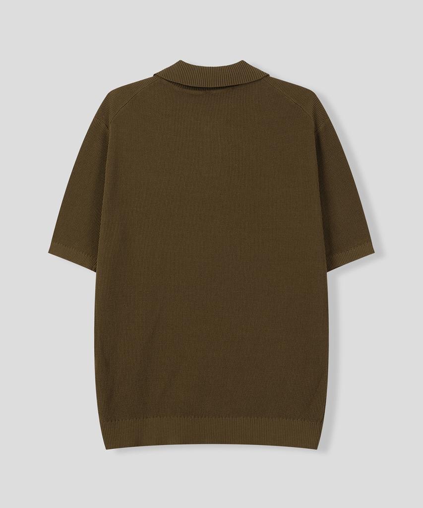 BLACK MOMENT Cozy Lounge Summer Knit Short Sleeve Polo Shirt [Light Cream]