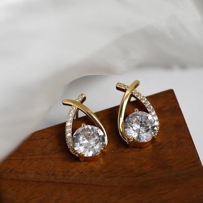 S111 серебряная игла геометрический крест бриллиантовые пусеты темперамент новая мода простые серьги изысканные маленькие универсальные серьги