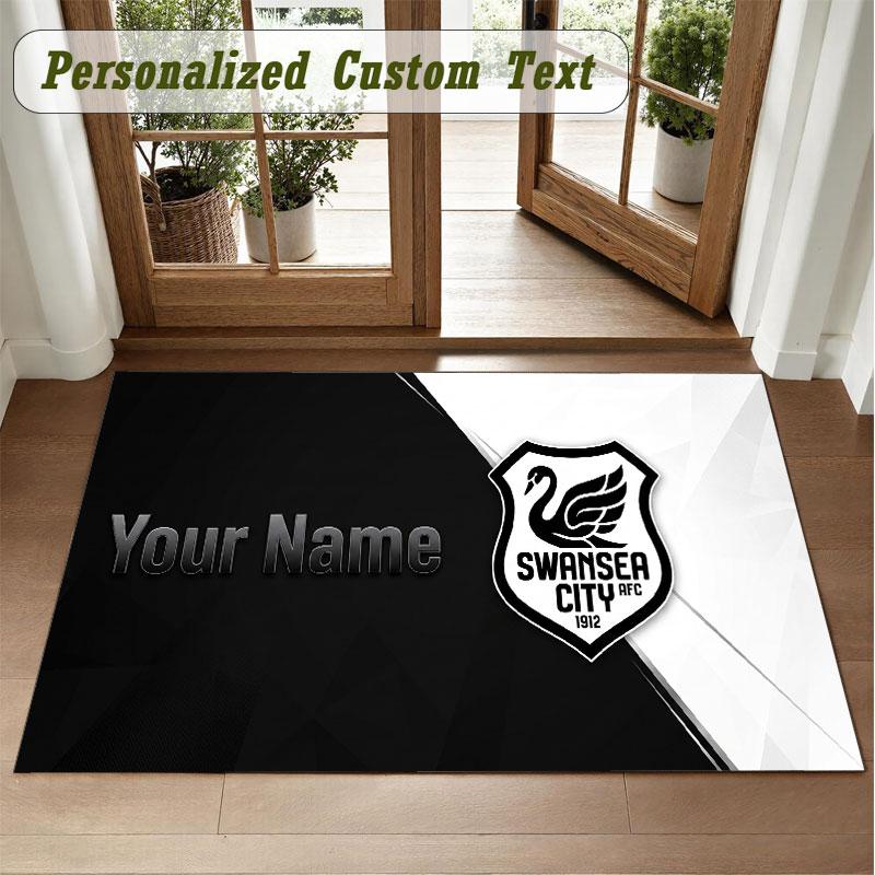 Crystal Velvet Square Rug Custom NameSwansea City FC Pattern Non Slip Home Floor Decor Rug