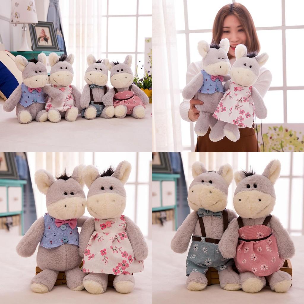 Cartoon Donkey Cute Couple Plush Toys Wedding Dresses Tuxedos Dolls Girls Gift
