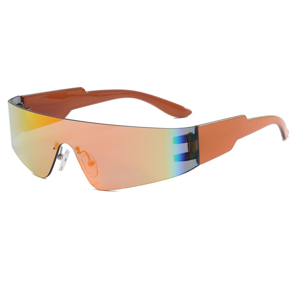 Superhot Eyewear 28061 Fashion Cyberpunk New Futuristic Wrap Around Y2K One Piece Lens Rimless Sport Sunglasses