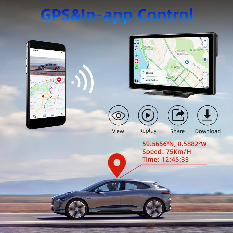 9-дюймовый 4K видеорегистратор автомобильный видеорегистратор беспроводной Carplay Android Auto вращающийся объектив видеорегистратор приборная панель двойной объектив 1080P камера заднего вида