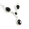[H3475] - Silver Necklace 'Jet Black Goddess' Black Silver (rhodium Plated) - 30x15 Mm