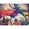 DIY 5D Diamond Painting Aircraft Diamond Embroidery Full Round Round Diamond Fireman