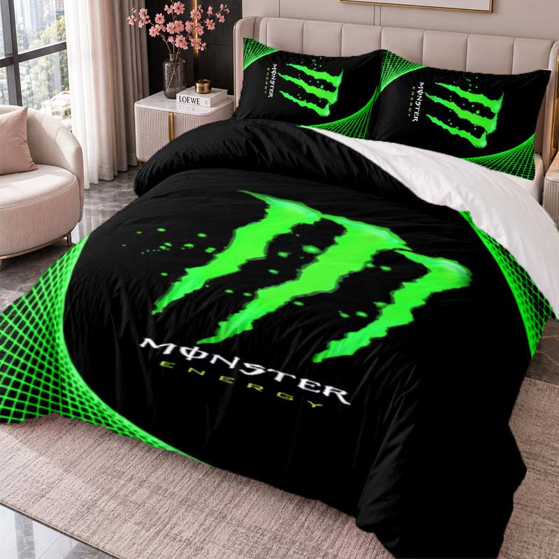 Постельное белье Monster Energy 3 предмета: пододеяльник и две наволочки для спальни, домашний декор