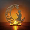 Wooden Ramadan Eid Mubarak Decorations for Home Moon LED Candles Light