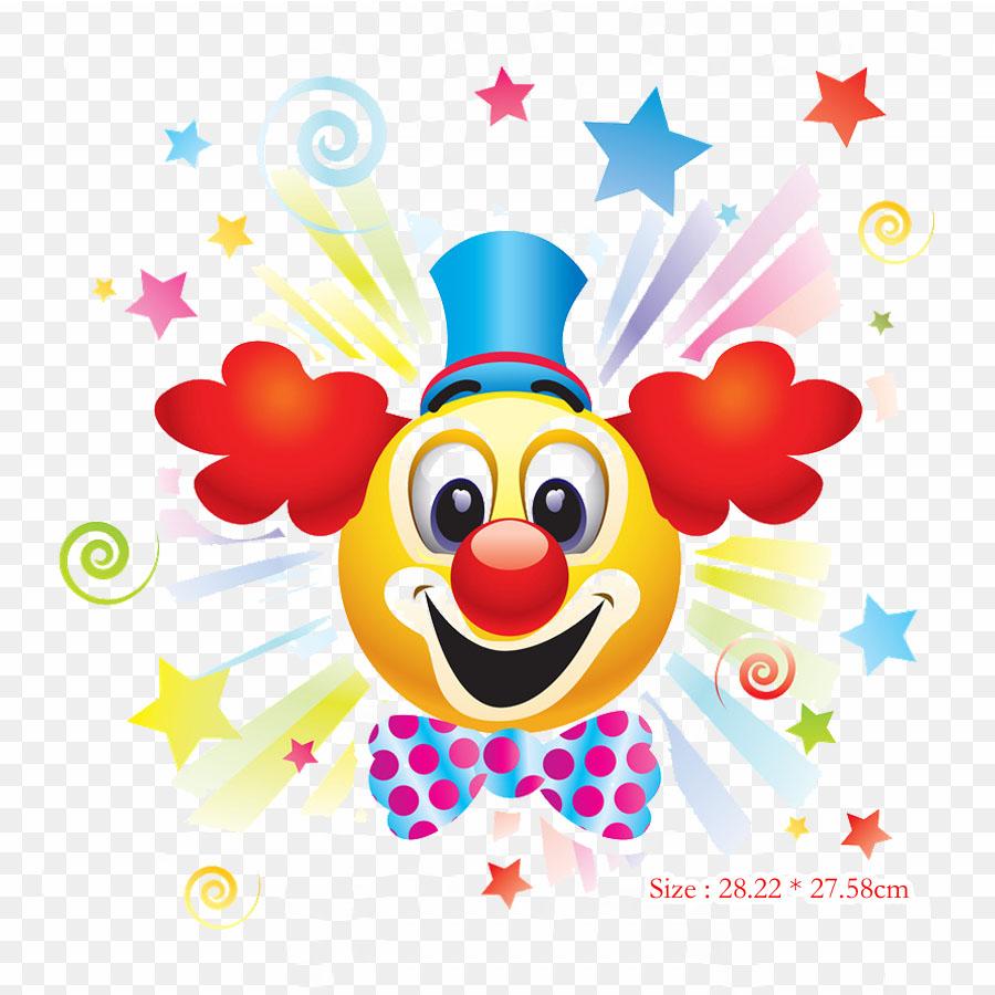 Cartoon Circus Clown Iron On Heat Transfer Printing Vinyl Patches Sticker for Clothes DIY Appliques Washable Patches