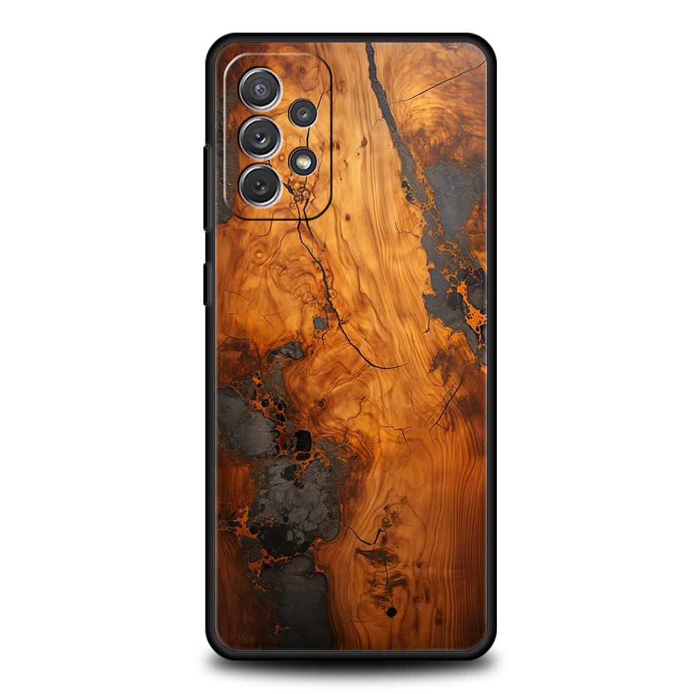 Чехол для телефона Samsung Galaxy A55 A53 A52 A52S A51 A41 A35 A32 A25 A23 A15 A13 A71 A72 5G Мягкий ТПУ Корпус Ретро Лесной Коричневый Дерево