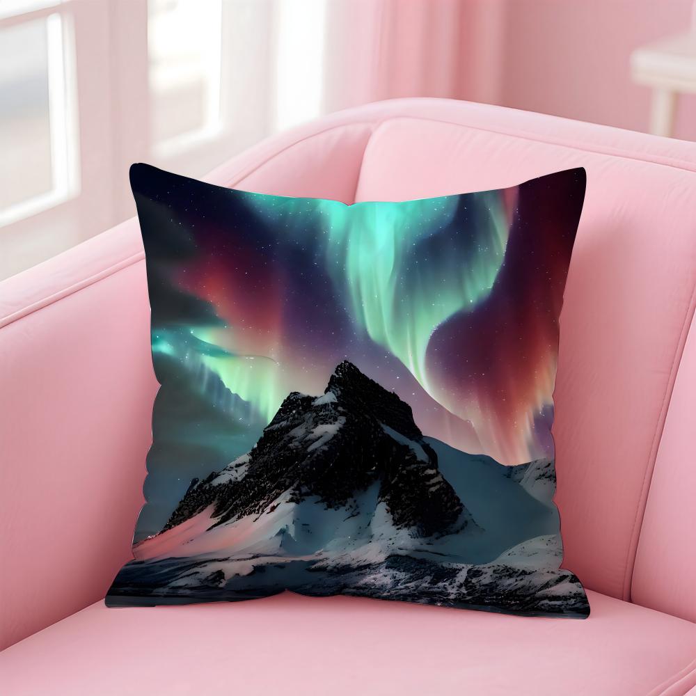 Dreamy And Beautiful Arctic Aurora Cushion Cover Pillow Case Soft Skin Friendly Fabric Concealed Zipper