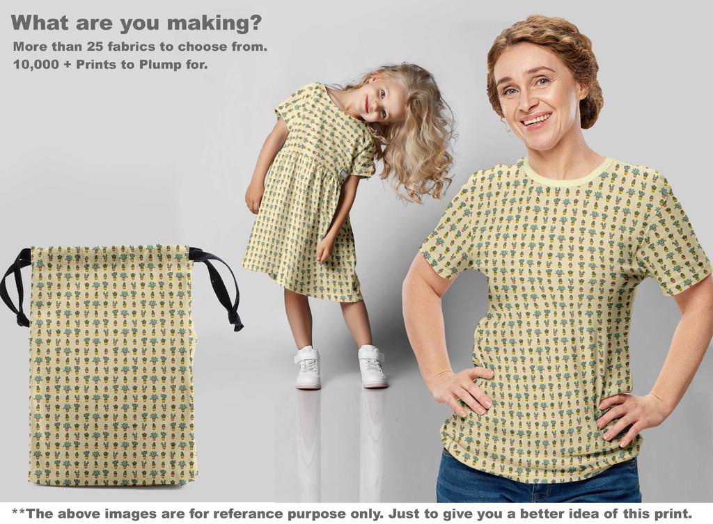 oneOone Ткань Cotton Flex Light Yellow, кактус, швейные проекты, принты на ткани по ярдам 40 дюймов