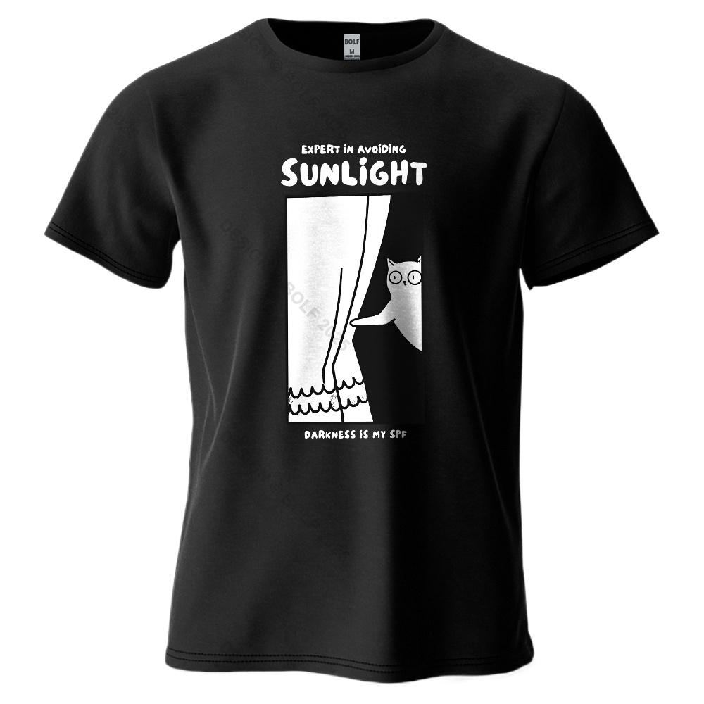 Expert in Avoiding Sunlight Printed Men's T-Shirt 100% Cotton Oversized Humorous Graphic Tees f