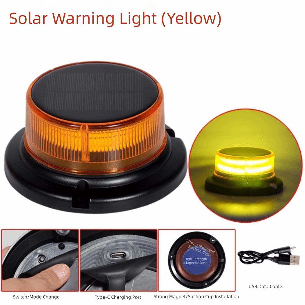 Solar Powered Night Warning Light Magnetic Base Warning Strobe Light Solar Beacon Light Car Roof