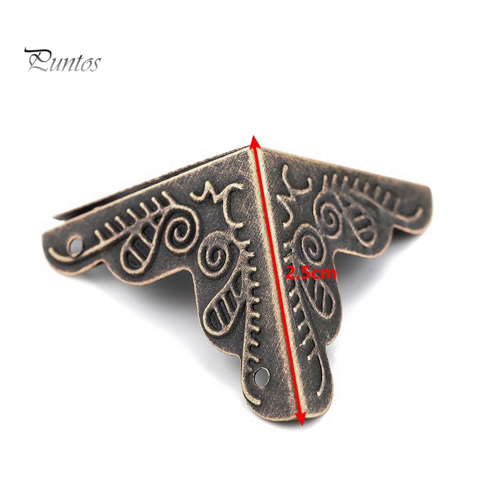 Puntos 4Pcs 25mm Antique Triangular Corner Bracket Hardware Luggage Case Protector