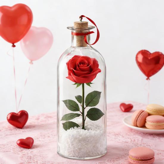 1/2/3 шт. Записываемый голосовой цветок-роза с воспроизведением, пробка, прозрачная стеклянная бутылка для голосовых сообщений с розой внутри, декор для фестиваля, праздничный сувенир, подарок