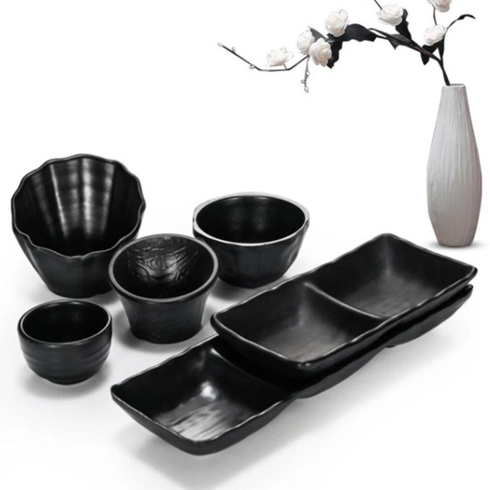 Black Seasoning Plate Japanese Style Sushi Soy Dipping Sauce Bowl Snack Plate  Home