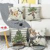 Christmas Pillow Cover Simple Snowman Linen Letter Print Sofa Cushion Home Pillow Cover