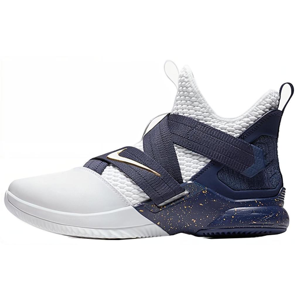 Nike Zoom Soldier 12 LeBron Нескользящие Средние Детские Баскетбольные Кроссовки Морской Синий Подростки ao2910-100
