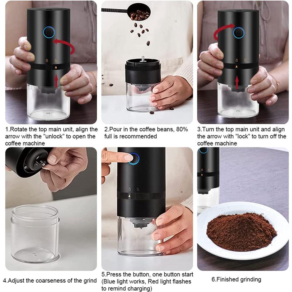 Electric Coffee Grinder Bean Grinder Usb Type-c Charging Mini Coffee Bean Mill Grinder Espresso Spice Grinder For Drip Coffee Ki