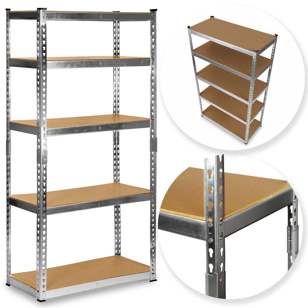 Metal Storage Shelf 183 X 90 X 40 Cm Humberg Hr-853 Silver