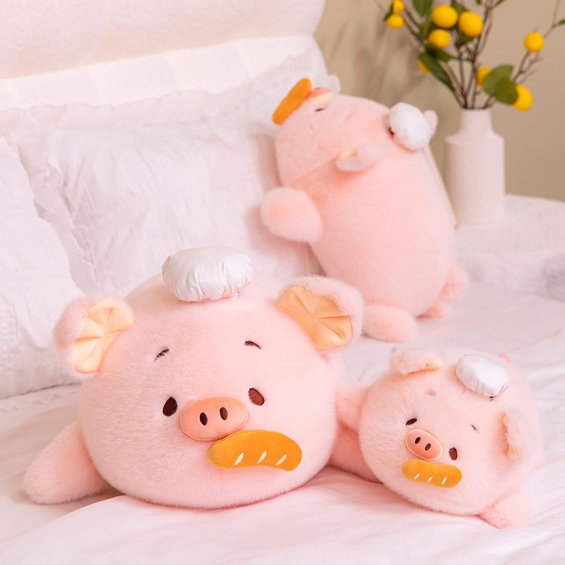 Милая розовая плюшевая игрушка-подушка в виде свинки-повара, мягкая, с проволокой, в виде хлеба, из пушистого материала, кукла для украшения спальни, идеальный подарок на день рождения для детей