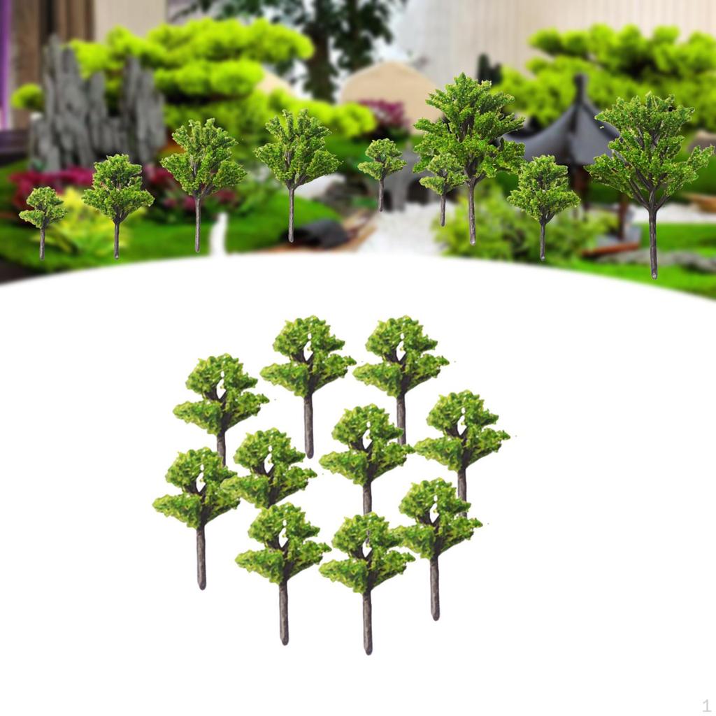 10 Pieces Landscape Miniature Trees, Railroad Scenery Decor Train Trees for Building Model,