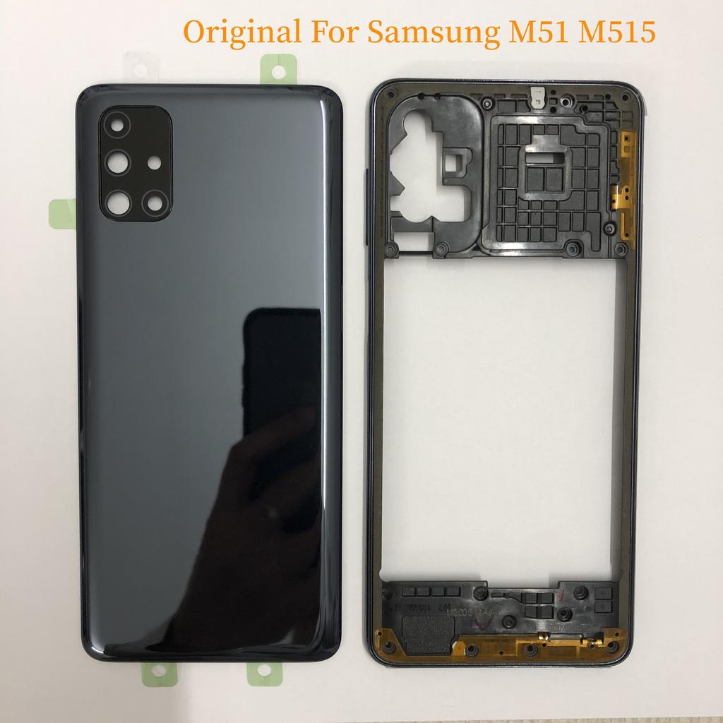 Оригинальный для Samsung Galaxy M51 M515F средняя рамка, рамка для Samsung M51, крышка батарейного отсека, задняя крышка с