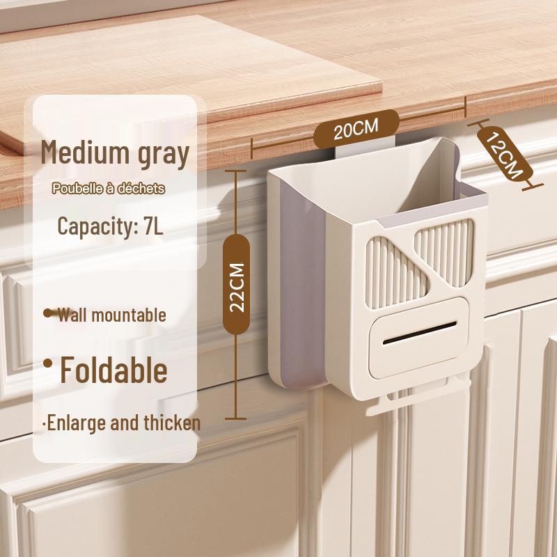 Wall-Mounted Folding Trash Can: Door-Hanging Waste Bin for Kitchen, Car & Home